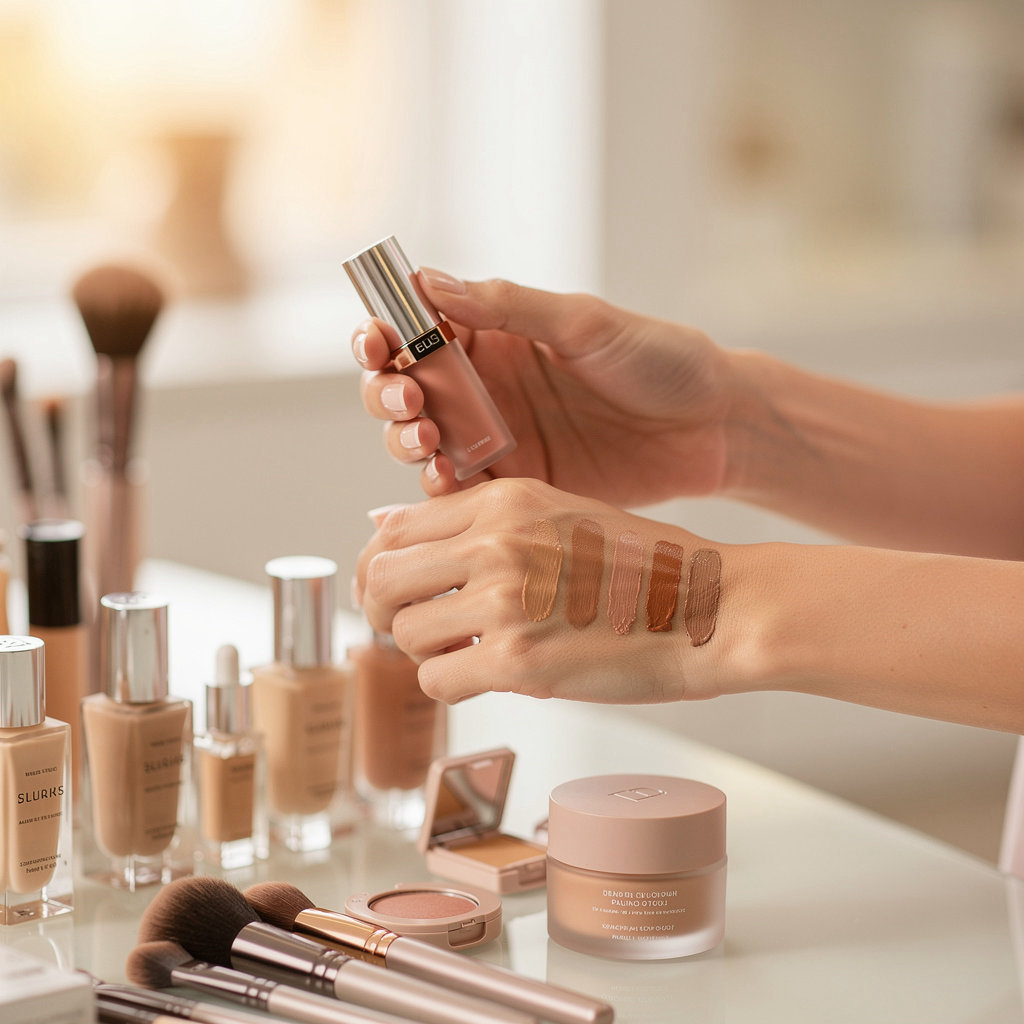 Cosmetic World Shop San Diego - friendly staff helping a customer choose from our wide selection of quality cosmetics